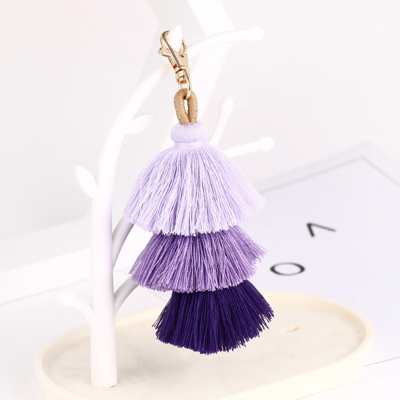 Wholesale Bohemian Tassel Cotton Thread Keychains